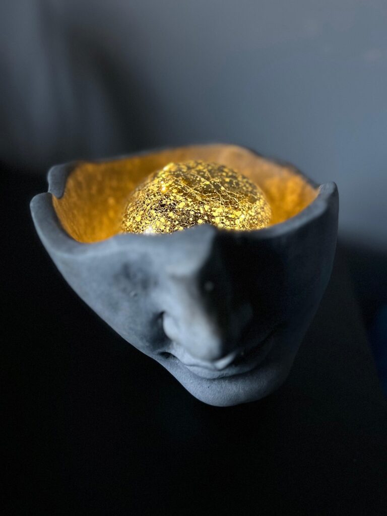 gold, brain, golden, art, figurine, tchotchke